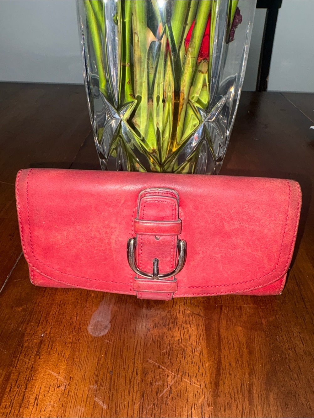 COACH Vintage Y2K Soho Long Buckle Wallet Red Leather Silver Buckle.